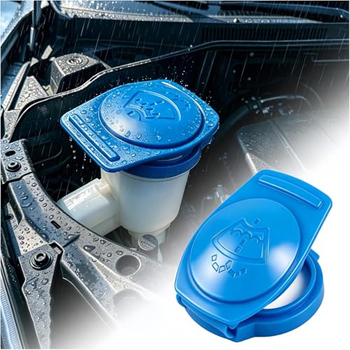 2 Stück Deckel für Scheibenwaschbehälter– Scheibenwischer Deckel Zubehör – Kompatibel mit VW Passat, Polo, Golf, Tiguan, Touran, Audi, Skoda, Seat, Porsche– Blau Universal Scheibenwaschbehälter Kappe