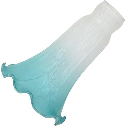 Bieye Abat-jour en verre soufflé en forme de fleur de lys (Cyan blanc, Intérieur 32 mm * extérieur 38,1 mm)