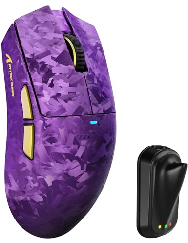 MAMBASNAKE Attack Shark X11 Ultra Carbon Fiber Kabellose Gaming-Maus, Nordic 54L15, PAW3950MAX, 42000 DPI, Dual 8000Hz, 63g Leichtgewicht, Haiflos-Dongle-Design, Doppelschichtige Füße, Für PC, Lila