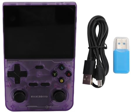 Console di gioco portatile retrò, schermo HD da 3,5 pollici 640x480, doppio joystick 3D, console di gioco portatile con batteria da 3500 mAh per svago e giochi classici (Viola)