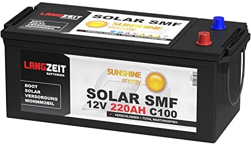 Solarbatterie 220Ah 12V Versorgungsbatterie Wohnmobil Batterie Boot Solar SMF Akku total wartungsfrei 180Ah