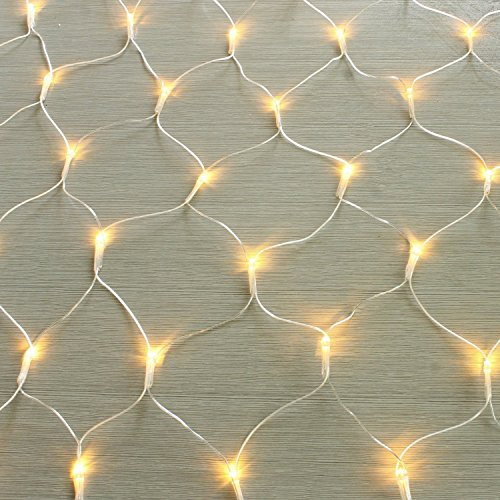 Gresonic 160er LED 1m*2m Lichternetz Lichtervorhang Lichterkette Warmweiß Deko Leuchte Innen und Außen Weihnachten Hochzeit mit Stecker (160LED, Dauerlicht)