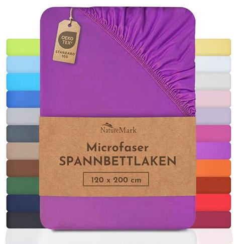 NatureMark - Mikrofaser SPANNBETTLAKEN zum Sparpreis! viele Größen und Farben Markenware (120x200 cm, lila)