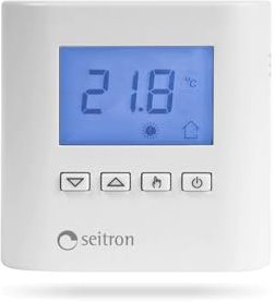 Seitron TAD022 termostato ambiente digitale a 24V con display digitale e controllo intelligente e remoto della temperatura, montaggio a parete e batteria inclusa