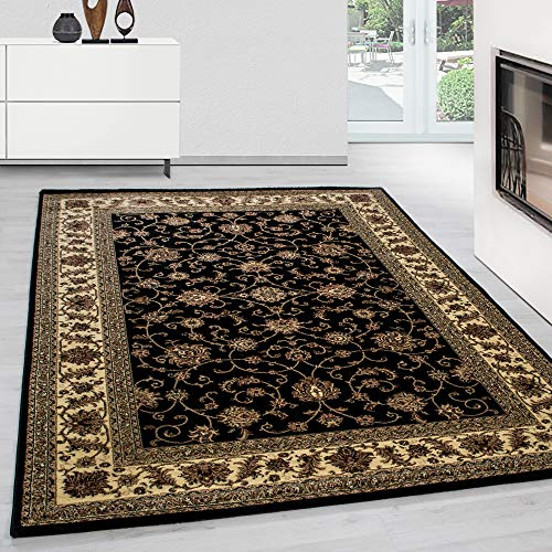 Teppium Kurzflor Teppich Wohnzimmer 200x300 (200 x 290 cm) Schwarz - Vintage Orientteppich Waschbar, Orientalisch Design, Pflegeleicht, Weich - Ideal für Schlafzimmer, Esszimmer und als Küchenteppich