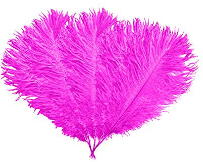 Trimming Shop 14-16inch(35-40cm) Hot Pink Ostrich Feathers Plume for Wedding Table Centrepieces Home Decoration Decorating Costumes Headdresses Showgirl Spadones, Pack of 10