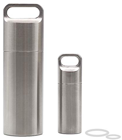 Waterproof Stainless Steel Pill Case Keychain, Durable Travel Pill Box Bottle Holder Tough for Men Purse Pocket Outdoor Emergency Kit