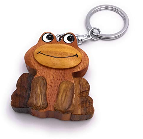 Onwomania - -Frosch Wirbeltier Amphibie Schlüsselanhänger - Holz Glücksbringer ideal als Geschenk z.B. für den besten Freund, die beste Freundin, Mama - Für Männer, Frauen & Kinder
