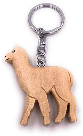 H-Customs Alpaka Tier niedlich Echt Holz Edel Handmade Schlüsselanhänger Anhänger