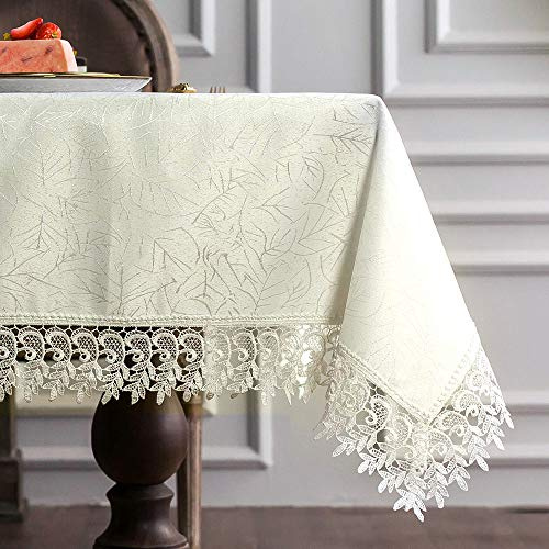 ARTABLE Spitzentischdecken rechteckig Herbst Antik Blume Dekor Makramee Tischdecke für Outdoor Bauernhaus Rustikale Küche Party Geburtstag Picknick (Elfenbein-1, 152,4 x 213,3 cm)