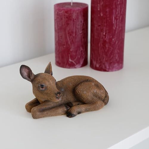 BURI Dekofigur Rehkitz REH Tierfigur Tischdeko Weihnachtsfigur Herbstfigur 14x8x8cm