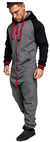 Combinaison GrenouillèRes Hommes Sexy Long Capuche IntéRieur Pyjama ÉPissage De Couleur Pure Jumpsuit Ensembles Imprimer Ample Pantalon De Sports (XL, Bordeaux)