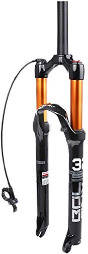 GOEXM 27.5 inch MTB Bicycle Suspension Fork, Aluminum Alloy Shock Absorber Spring Front Fork Bike Straight Steerer Fork for Bicycle Accessories (Remote Lockout)