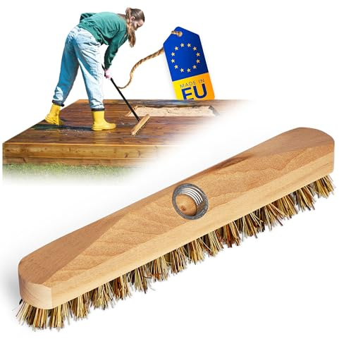 Novaliv Schrubberbürste aus Holz mit Union-Borsten Scheuerbürste Boden-Bürste Ideal für Reinigung von Balkon Terrasse Garten Innen- Außenbereich Schrubber ohne Stiel