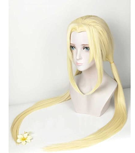 MAOMA Anime Cosplay Perücke,Tsunade Perücke,Light Blonde Long Perücke,Mit Kostenloser Perückenkappe,für Party Alltag Halloween Perücke Cosplay