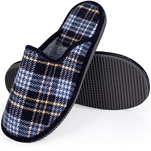 ESTRO Zapatillas De Casa Hombre Pantuflas Algodón con Suela de Memoria Antideslizante F17 (45, Azul)