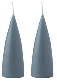Kunstindustrien® Stumpenkerzen, Hergestellt in Dänemark, 43 Farben verfügbar, Kegel Kerze, Durchgefärbte Stumpenkerze lange Brenndauer von 15 Stunden, Kerzen Deko, 2 Stück, 6,5 x 16cm (Blau Grau)