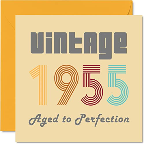 Geburtstagskarten zum 69. Geburtstag für Männer und Frauen – Vintage 1955 Aged To Perfection – 69 Geburtstagskarten Lustig für Sie und Ihn 145 mm x 145 mm Glückwunschkarten