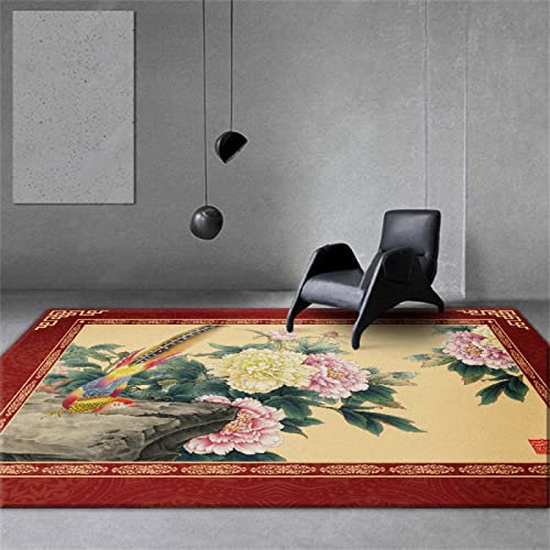 RUGMRZ Decoration Salon Moderne 50 x 70 cm Tapis Chinois Rouge De Jardin Exterieur Conception d'impression Chinoise Lavable en Machine Sol Camping Car