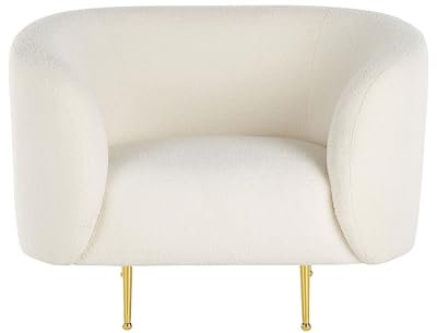 Beliani Klassischer Sessel im Art-Déco-Stil mit Armlehnen Metallgestell Bouclé weiß Loen