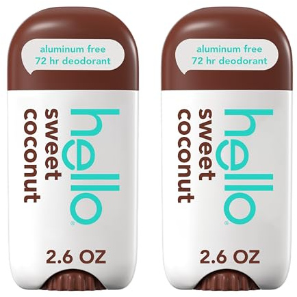 hello Sweet Coconut Deodorant mit Shea Butter für Damen + Herren, Aluminiumfrei, Baking Soda frei, Parabensfrei, 24-Stunden-Schutz, 60 g, 2 Stück