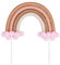 The Baked Studio – Boho geflochtener Regenbogen- und Wolken-Tortenaufsatz zum Dekorieren von Kuchen für Geburtstage, Babypartys, Taufen (Boho Rainbow – Light Pink & Gold)