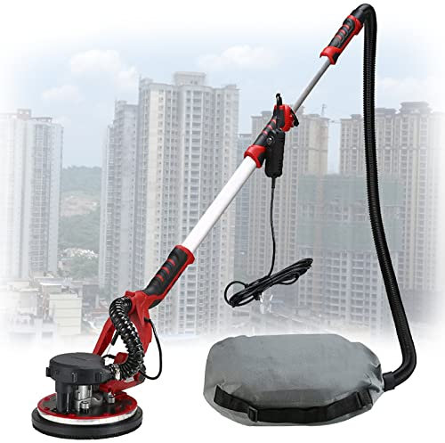 Ponceuse Girafe,Ponceuse Murale,800-1900rpm,6 Vitesses Réglables, Manche Télescopique Pliable,Ø 225 mm Brosse Amovible,Ponceuse Platre avec Lumière LED et Sac à Poussière,10sandpaper