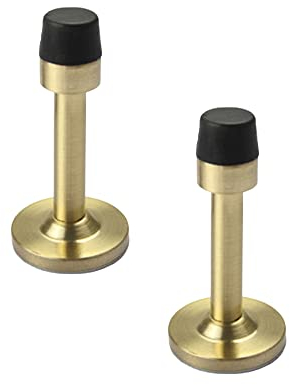 2 Pack Door Stoppers, Gold Stainless Steel Wall Protector Home Door Stops with Rubber Buffer Bumper for Sound Dampening