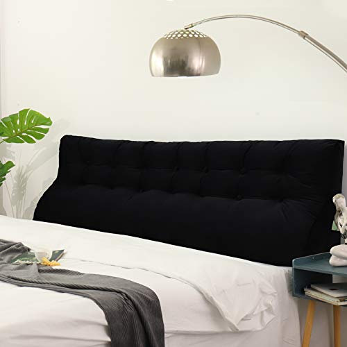 Johnear Rückenkissen Lesekissen Bett Hohe Kopfteil,Sofa Rückenlehnen Kissen Groß Dreieck zweireihiges keilkissen Lendenkissen Bücherkissen Samt Rückenpolster 200cm