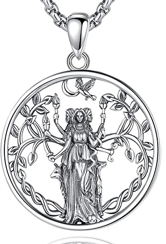 CELESTIA Hekate Kette Halskette Damen Silber 925 Wicca Schmuck Witchcraft Anhänger Amulett Witcher Geschenk Hexen Zubehör Spirituelle Geschenke Frauen Esoterik