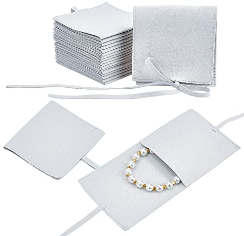 nbeads 20 Stück Mikrofaser Schmuckbeutel, 8x8 cm Armbänder Halskette Ohrringe Ringe Verpackungsbeutel Fliege Mikrofaser Schmuckbeutel Mit Schnüren für Hochzeit Süßigkeiten Geschenk Lagerung, Distel
