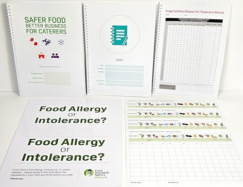 Updated Spring 2024 Safer Food Better Business for Caterers &13 Month Diary, 13 Month Daily Fridge/Cold Room/Display Chill Temperature Records, Laminated Food Allergy Signs & Allergen Charts