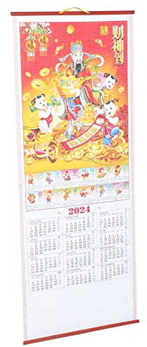 NUOBESTY 2024 Jahr Chinesischen Stil Kalender Hängen Plaque Für Geburtstag Erinnerung Mond Ereignisse