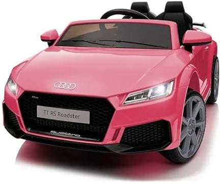 FINOOS Voiture électrique Enfants A.U.D.I. TTRS, avec Télécommande 2,4 GHz, Batterie: 12V4.5AH, 2 x Moteur 30 Watt (Rose)