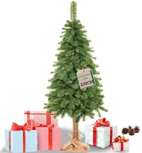 SPRINGOS Arbre de Noël Artificiel Pin Naturel Toile de Jute 220 cm