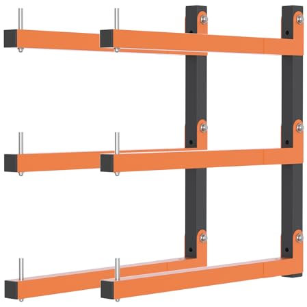 Holzregal Wandhalterung, Holzlagerregal, robuste Holzregale mit 3-Ebenen-System, 163 kg, stabiler Garagenholz-Organizer, orangefarbene Holzregale für drinnen und draußen, 2 Stück
