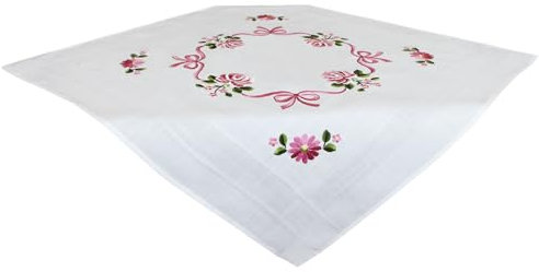 CKM Stickpackung 80 x 80cm Mitteldecke zum Besticken (Blume Schleife)