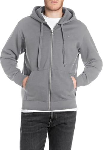 Replay Herren Zip Hoodie Kapuzenpullover Brushed Fleece - Regular Fit Baumwolle