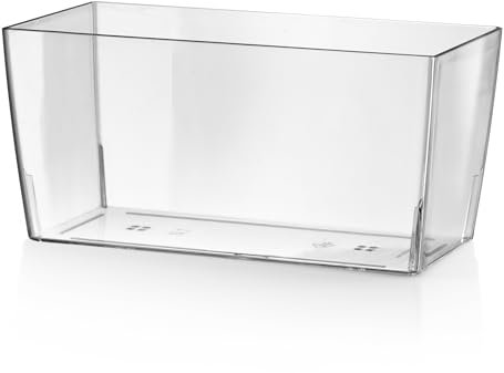 Tera Vase rectangulaire transparent Coimbra, jardinière intérieure et extérieure en résine (25 x 13 x 13 cm)