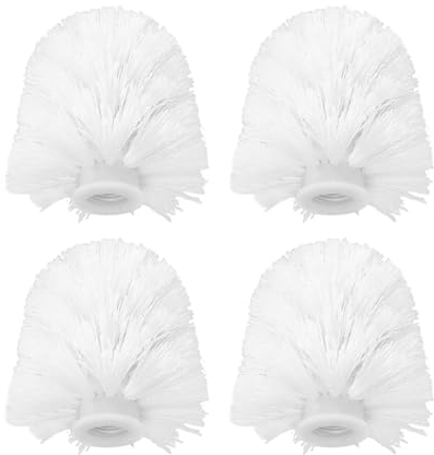 4 testine di ricambio per scopino WC, accessori da bagno, testine per spazzolini con filettatura, setole per la pulizia del bagno, testine per scopino per WC (bianco)