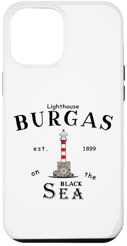 iPhone 12 Pro Max Burgas on the Black Sea, Bulgaria, drawing lighthouse Case