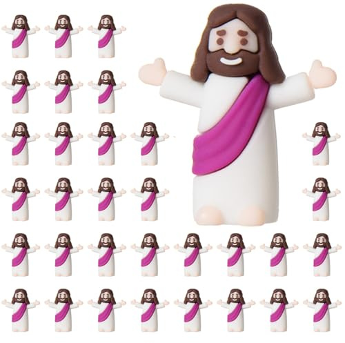 ARCHCRTC Kleine Jesus-Figuren, Mini-Jesus-Figuren, religiöse Christus-Rettlerpuppe zum Verstecken, Sonntag, Ostereier, Taufgeschenk (30, lila)