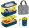 Koytoy Bento-Lunchbox mit Besteck, 2-lagig, auslaufsicher, mit isolierter Tasche und Flasche, Lunchbox mit Fächern, Lunchbox, Bento-Boxen für Kinder, Erwachsene, Schule, Büro, Picknick, 1400 ml, Blau