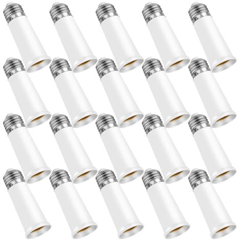 Yiahin E27 65MM Verlängerung, Lampensockeladapter Verlängerungsstück für E27 Fassung, Kompatibel mit LED-Lampen und Glühbirnen, 20er Pack