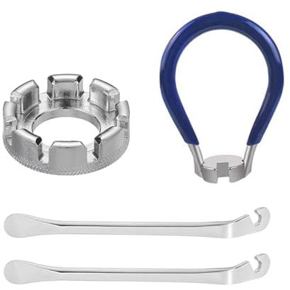 YYUEZHI 4-Teiliges Set Speichenspanner Reifenheber GrößE 10-15 Fahrrad-Reparatur Wird zum Reparieren und Einstellen der Speichen von Fahrrädern, Rennrädern und Mountainbikes verwendet. (Silber,Blau)