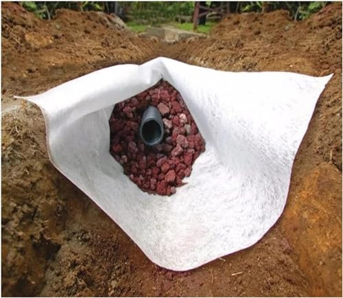 SAFWELAU Mulchfolie Geotextil Französisches Abfluss-Geotextil, Landschafts-Unkrautbarriere für Hang-/Einfahrts-/Erosionsschutz, Wasserdurchlässigkeit(White,1.5mx85m/4.9ftx278.9ft)