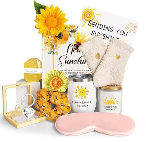 Sunflower Gifts for Women - VivaJoy Birthday Hampers Pamper Gifts for Her, Get Well Soon Gift Baskets Self Care Package Unique Relaxation Bath Set Gifts for Mum, Wife, Best Friends, Sister, Daughter
