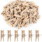 100 Stück Holzklammern mit Stecknadeln, Natürlich Holz Push Pins Clips, Reißzwecken mit Holzklammern, Pinnadeln Holz Reißnägel Set für Pinnwand, Korktafeln, Handwerk, Kunstprojekte, Fotobedarf