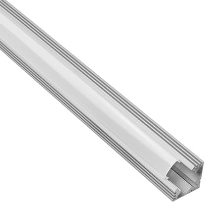 A19 LED Aluprofil Silber Eckprofil 90° für LED-Streifen 2m milky | Für sauber eingelegte LED-Streifen mit geschützter Führung und gleichmäßiger Lichtverteilung, Abdeckung milky