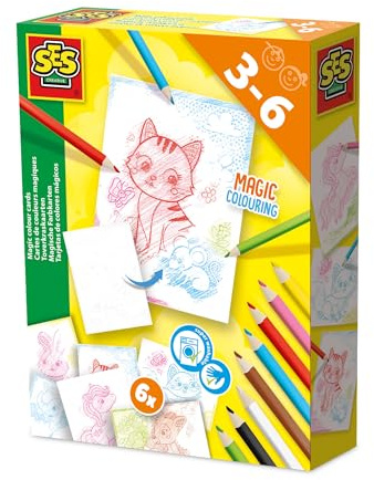 SES Creative 14051 Magic Colour Cards - Creative Play Kit for Kids Aged 3+ - Scratch Art for Kids - Safe Materials - Fun and Magical Crafting Experience